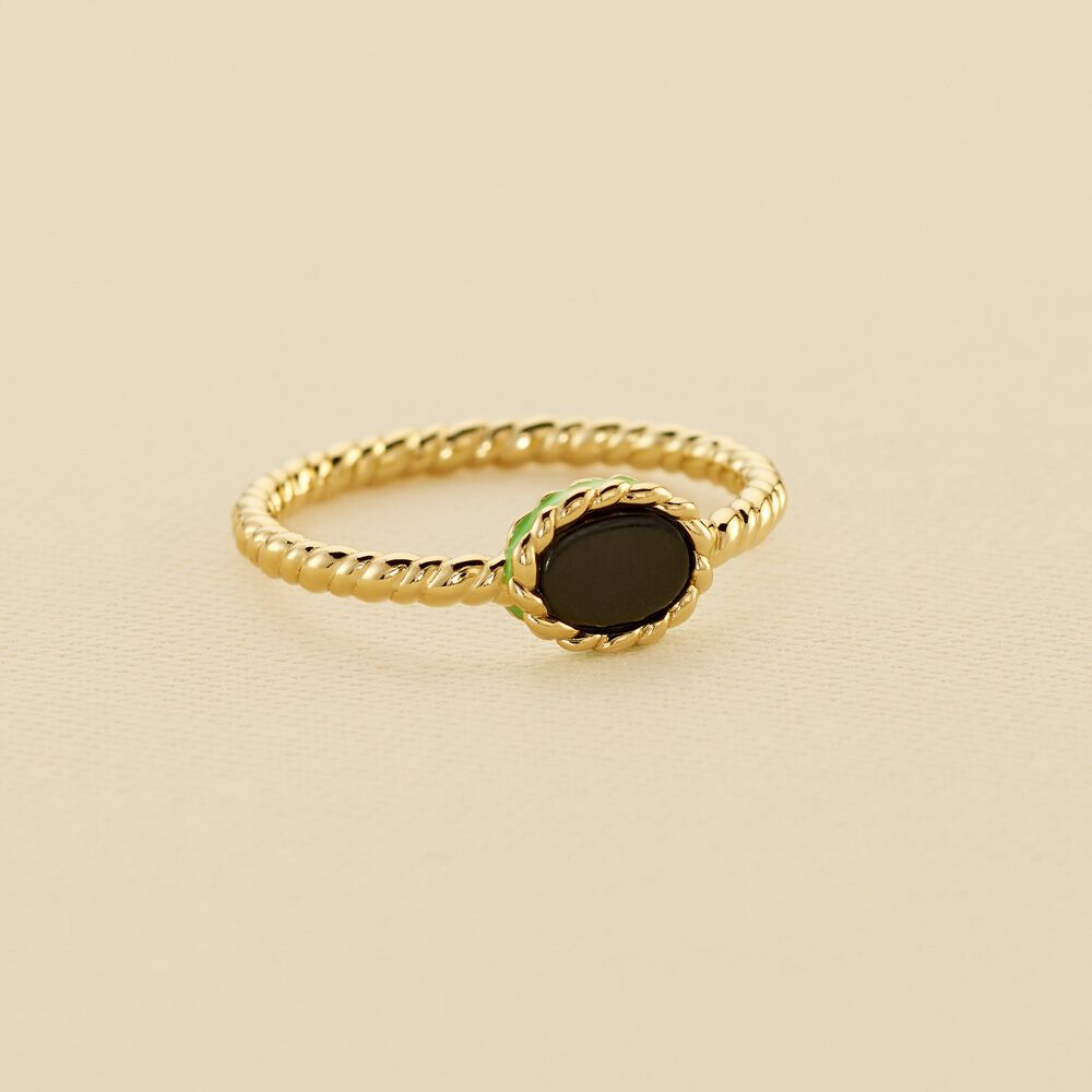 Bague fine ATMA - Onyx/ vert - Bagues  | Agatha