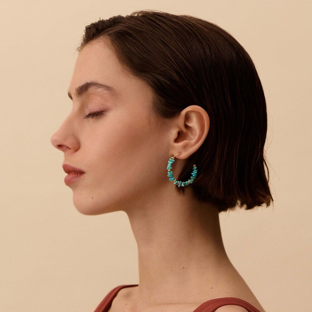 Créoles ILIOS - Turquoise / Doré - Boucles d'oreilles  | Agatha